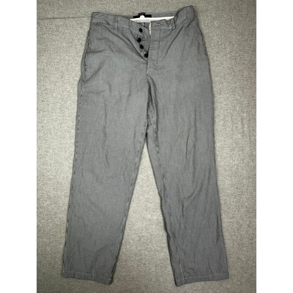 Vintage Structure Seersucker Railroad Pants 32x32 Blue White Striped Cotton
